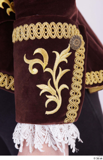  Photos Woman in Historical Dress 66 17th century Historical clothing brown gold jacket with decorating gold decorating lace 0001.jpg
